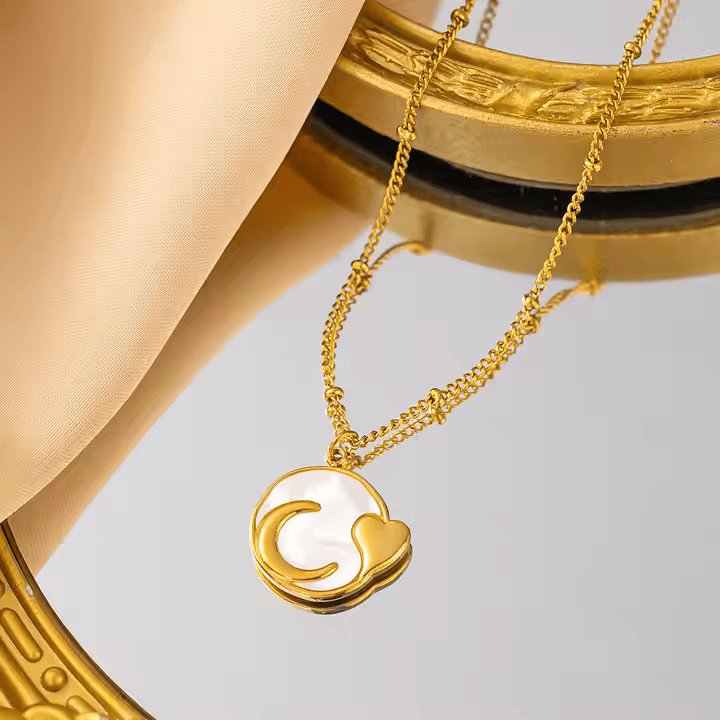Shell Heart Moon Necklace