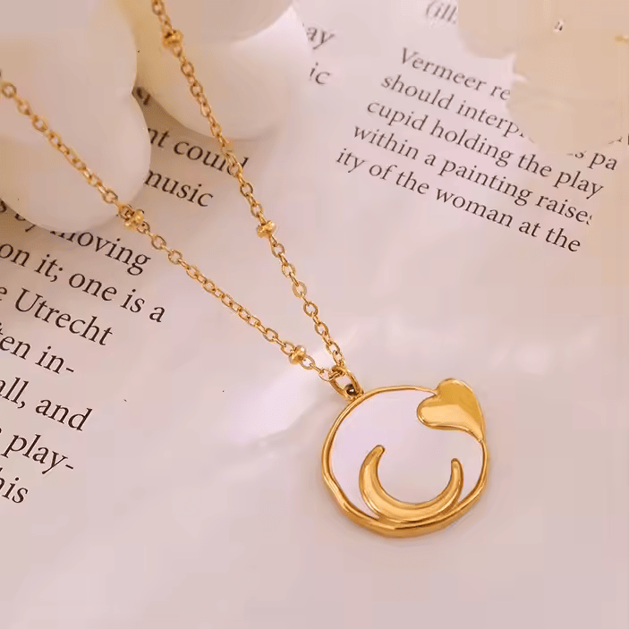 Shell Heart Moon Necklace