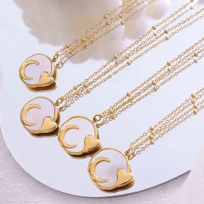 Shell Heart Moon Necklace