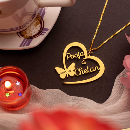Butterfly Heart Style Name Necklace