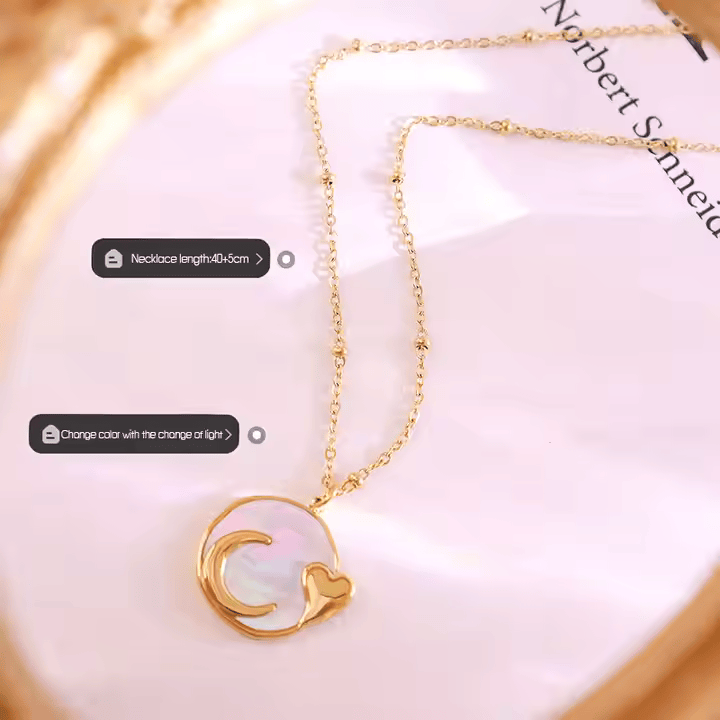 Shell Heart Moon Necklace