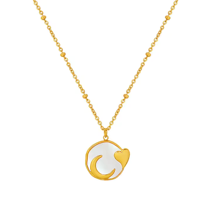 Shell Heart Moon Necklace