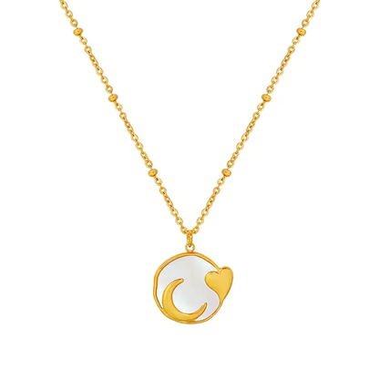 Shell Heart Moon Necklace