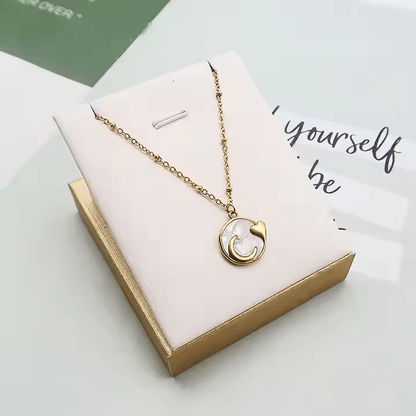 Shell Heart Moon Necklace