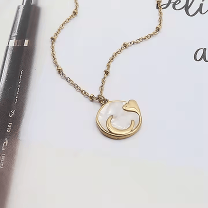 Shell Heart Moon Necklace