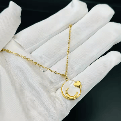Shell Heart Moon Necklace