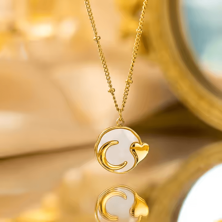 Shell Heart Moon Necklace